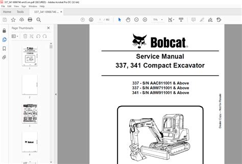 bobcat 337 mini excavator service manual|bobcat 337 excavator for sale.